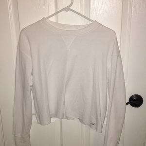 white long sleeve waffle shirt